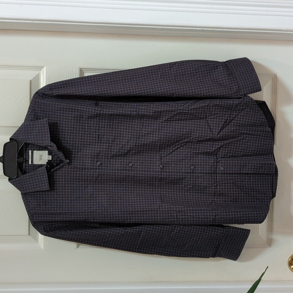 WRK Stretch Men's Black/Gray Long Sleeve Button Down Dress Shirt Plaid Size 15.5 - Picture 1 of 8